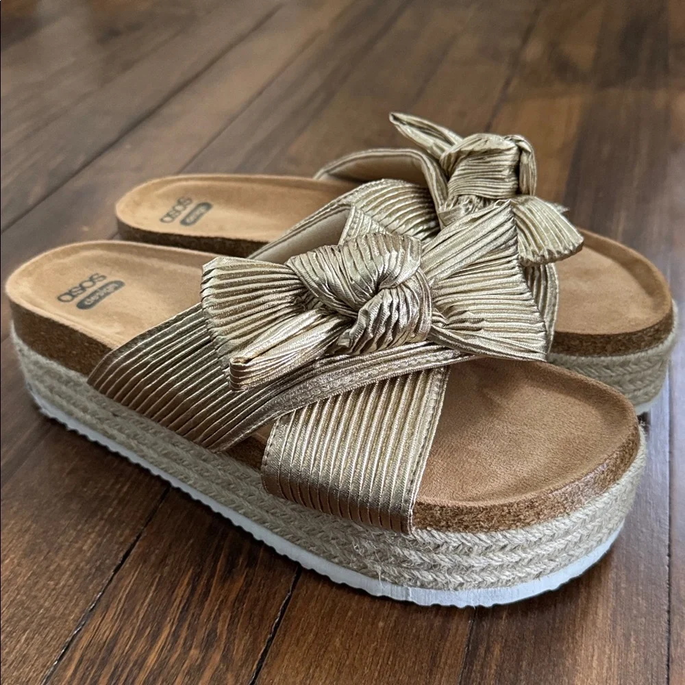 ASOS Gold Knotted Espadrille Platform Sandals - Women's